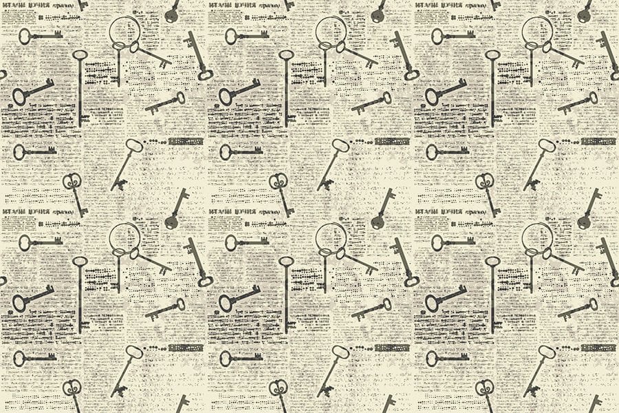 Vintage Anahtarlar ve Gazete Duvar Kağıdı