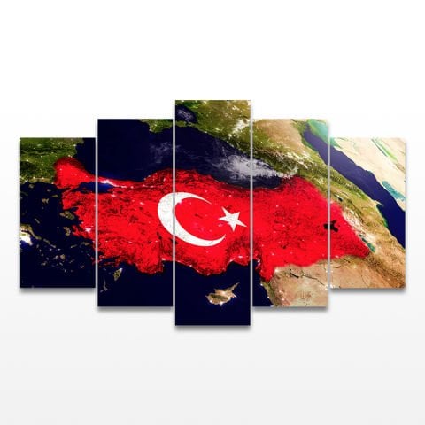 Uydudan Türkiye 5 Parça MDF Tablo