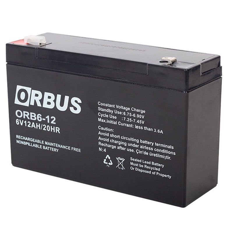 Orbus 6 Volt 12 Amper Kuru Akü ORB6-12 ( 6V 12A )