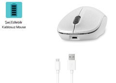 SM-RC7 Usb Beyaz Şarj Edilebilir Kablosuz Mouse