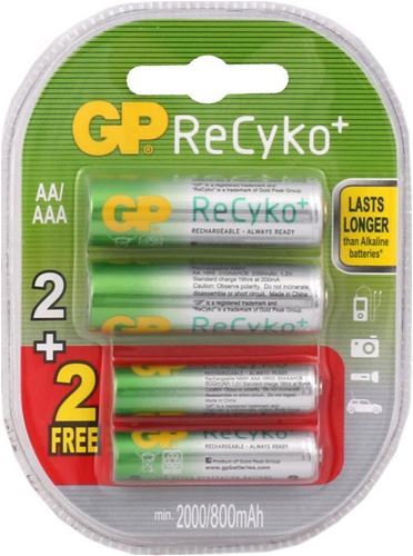 Gp Recyko 2x2000Mah AA + 2x800Mah AAA Pil