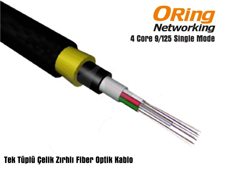 FO104S 4 Core 9/125 Single Mode Tek Tüplü Çelik Zırhlı Fiber Optik Kablo