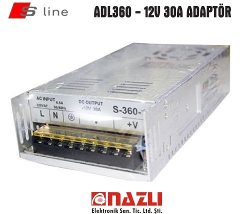 S-LİNE 12V 30A 360W METAL KASA ADAPTÖR ADL360