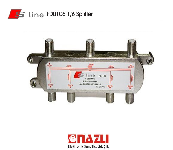 FD0106 SLine 5-2500MHz 2lı Uydu Dağıtıcı 1/6 Splitter