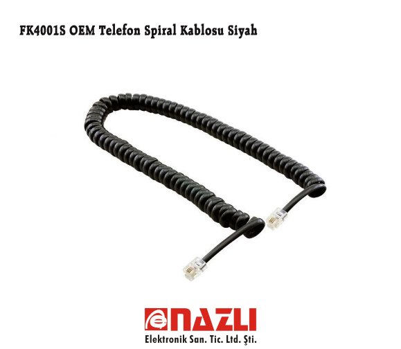 FK4001S OEM Telefon Spiral Kablosu Siyah