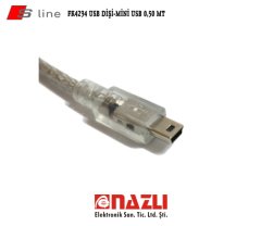 FK 4234 USB Dişi / Mini 5 Pin USB Şeffaf Kablo