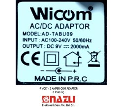 Adaptör 9 Volt 2 Amper - Oem