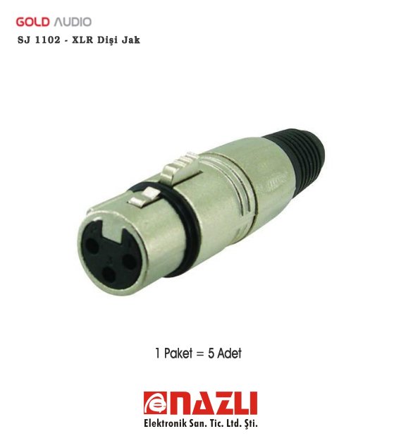 XLR Dişi Jak - Gold Audio SJ 1102 (5 li paket)