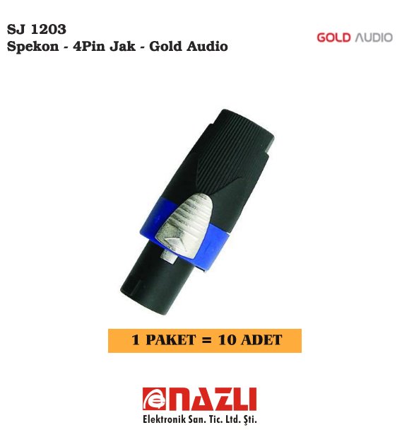 Spekon - 4Pin Jak - Gold Audio SJ 1203 (10 ADET)