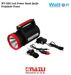 WT-350 Led Power Bank Şarjlı Projektör Fener