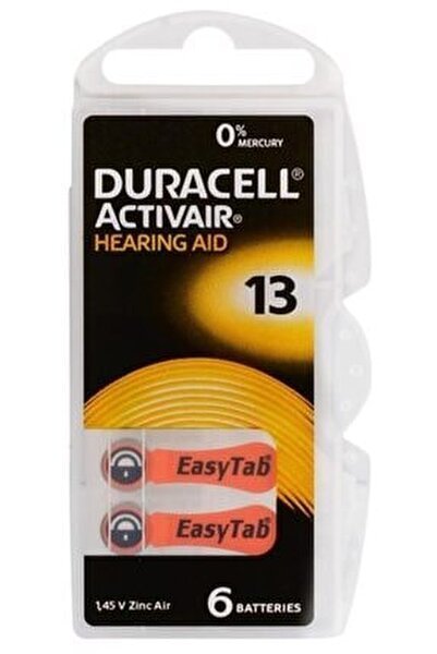 Duracell 13 Numara Işitme Cihazı Pili 6'lı