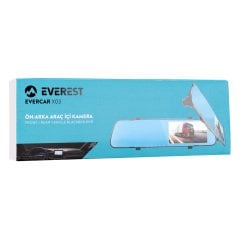 Everest EVERCAR X03 4.7 inch Ekran 120 Lens Açısı 720P / 1080P Dikiz Aynası Ön/Arka Araç İçi Kamera