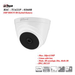 DAHUA HAC-T1A51-0360B 5MP HDCVI IR Eyeball Kamera