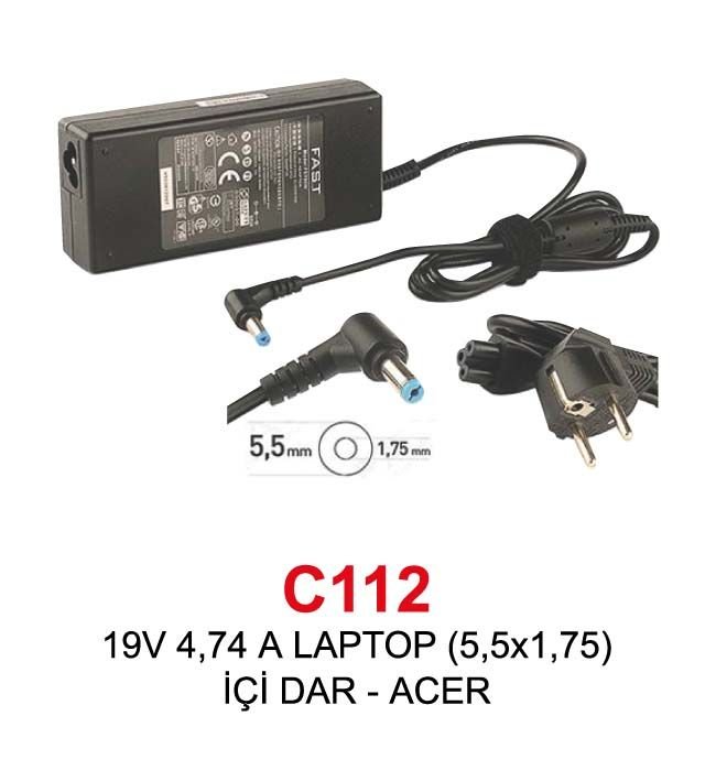 Notebook Adaptör C112 19V 4,74 A (5,5x1,75)