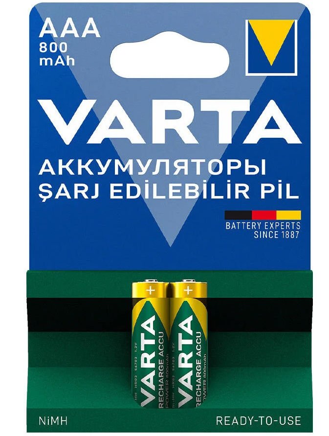 Varta 800mAh AAA 2'li Şarj Edilebilir İnce Kalem Pil