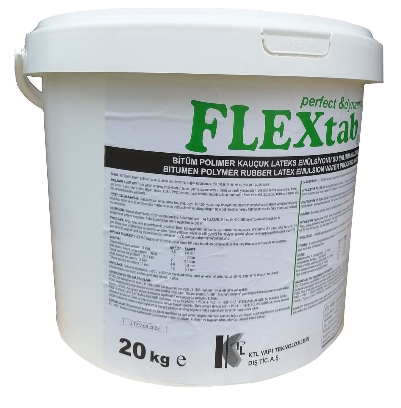 Flextab 20 kg FLEX1K Bitüm Polimer Kauçuk Lateks Emülsiyon Su Yalıtım Malzemesi