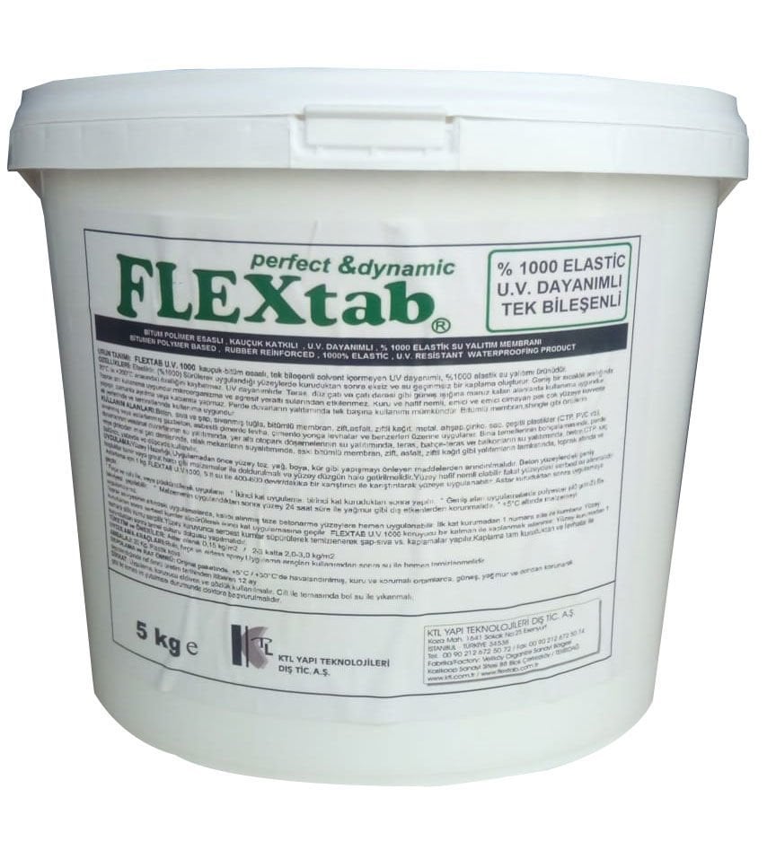 Flextab %1000 Elastik Bitüm Polimer UV Dayanımlı Sıvı Su Yalıtım Membranı