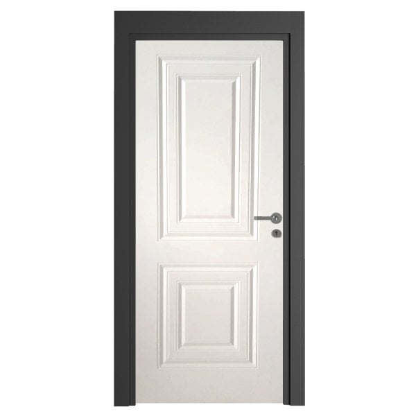 PVC Kaplı Oda Kapısı Simetri  Beyaz Antrasit Kasa