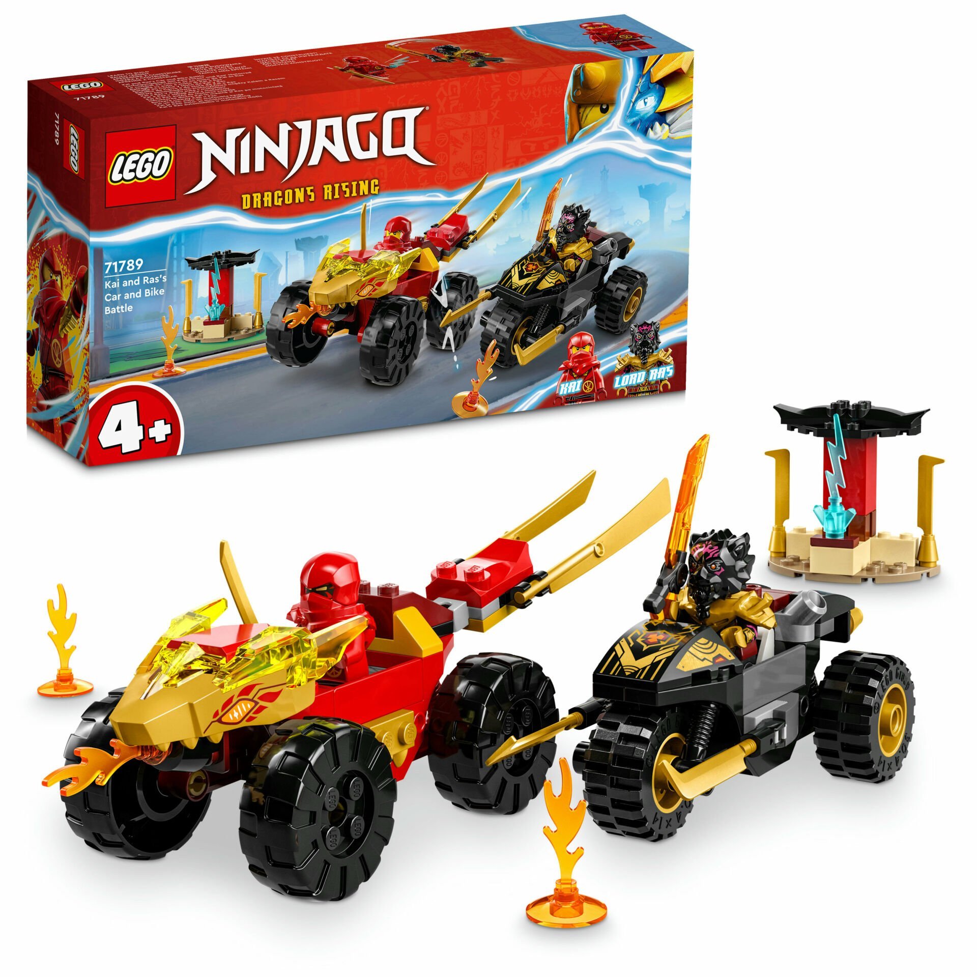 LEGO® NINJAGO® Kai ve Ras'ın Araba ve Motosiklet Savaşı 71789 Oyuncak Yapım Seti (103 Parça)