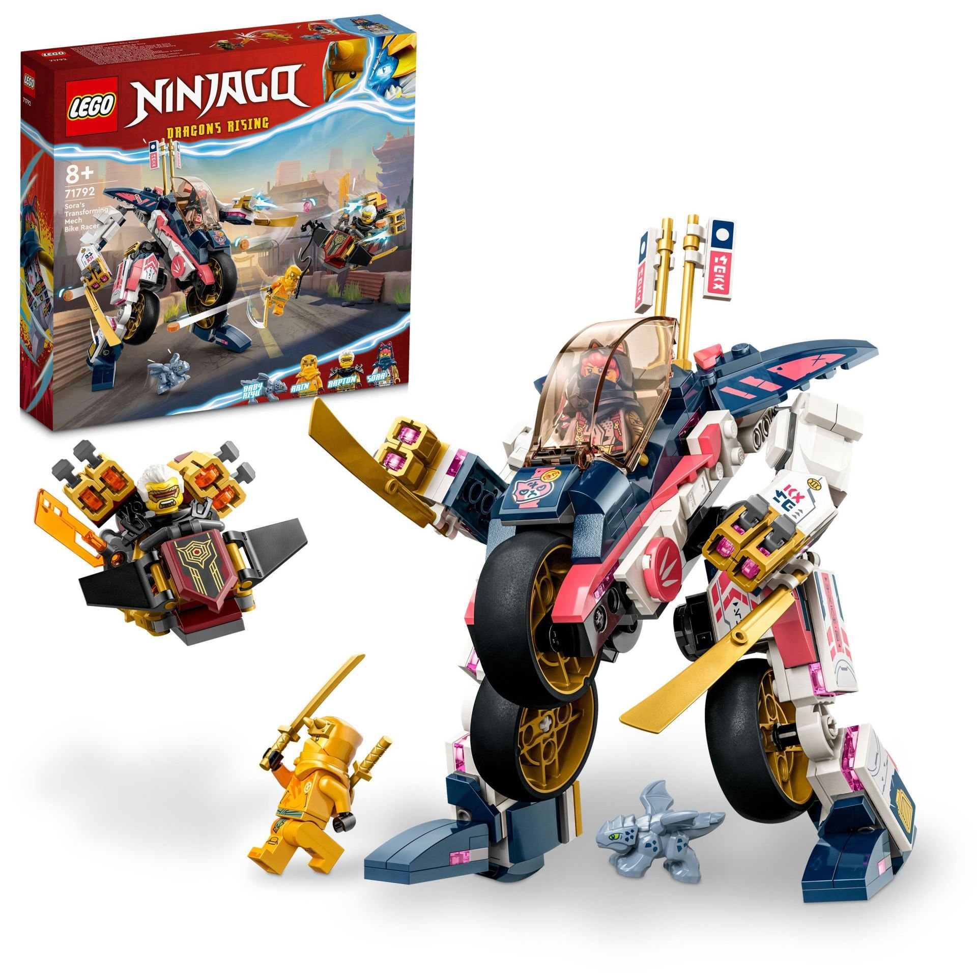 LEGO® NINJAGO® Sora'nın Dönüşen Robot Motosiklet Yarışçısı 71792 Oyuncak Yapım Seti (384)