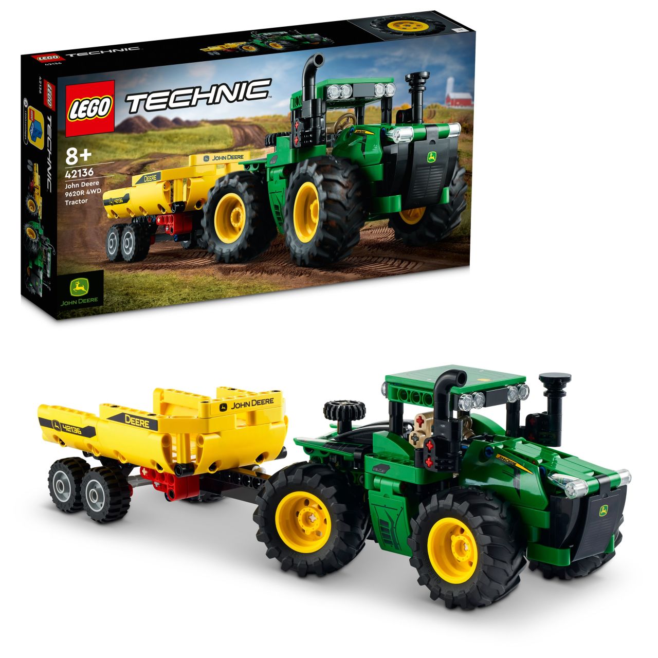 LEGO® Technic John Deere 9620R 4WD Traktör 42136 - 8 Yaş ve Üzeri Çocuklar için Detaylı bir Oyuncak Traktör Yapım Seti (390 Parça)