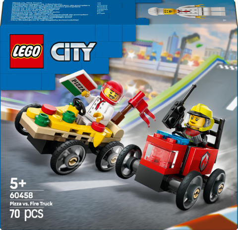 LEGO® City Pizza Arabası İtfaiye Kamyonuna Karşı Yarış Arabası Paketi Yarış Seti 60458