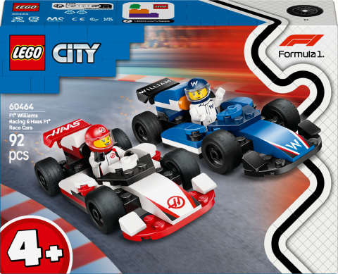 LEGO® City F1® Williams Racing ve Haas F1® Yarış Arabaları Araç Oyuncak Seti 60464