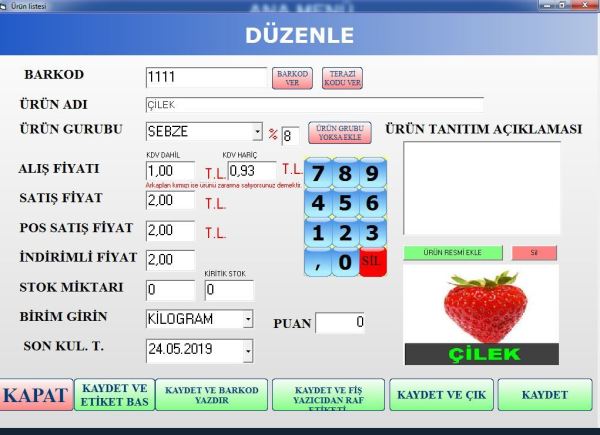 Manav Sistemi Pos Terazi 30kg I Paket 3