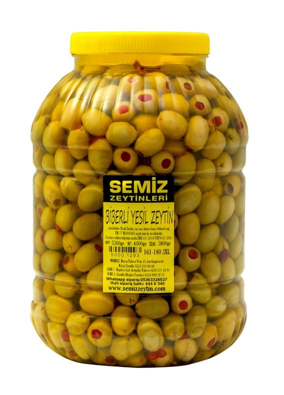 Biberli Yeşil Zeytin 3.80 KG e