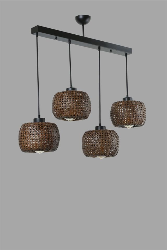 TIGER 4 LÜ SIRALI CEVİZ RATTAN SARKIT