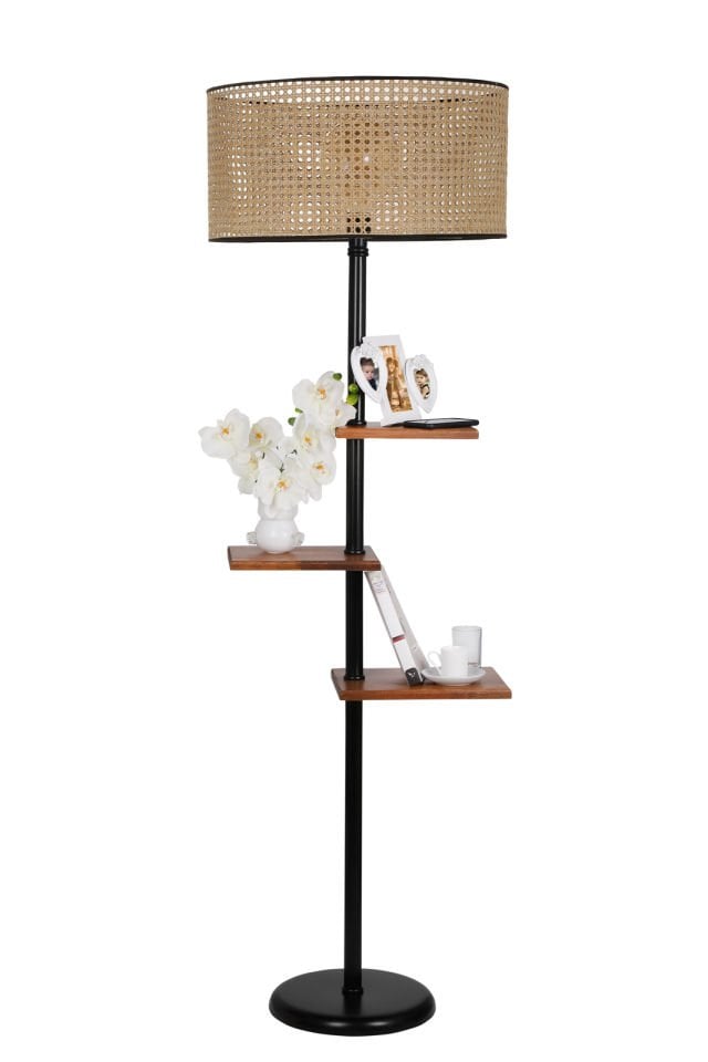 MODA LAMBADER SİYAH SİLİNDİR RATTAN ABAJURLU