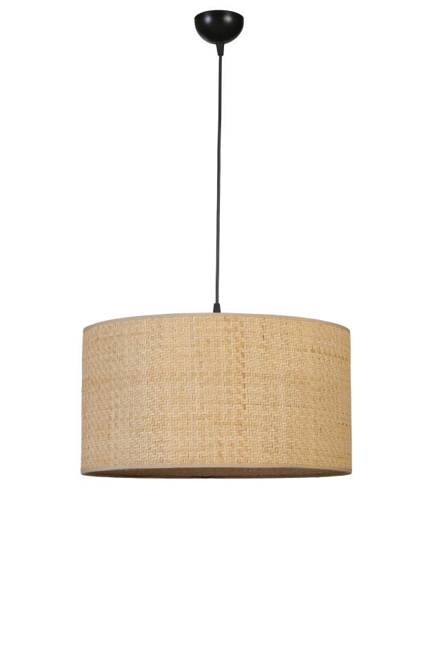 HASIR RATTAN ABAJURLU TEKLİ SARKIT AVİZE
