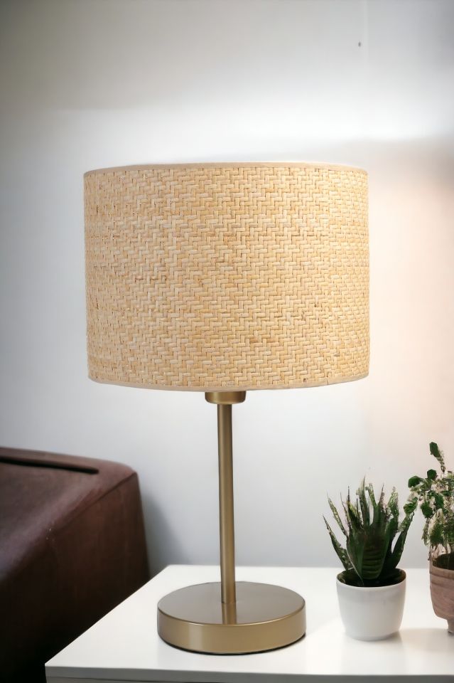 HASIR RATTAN ABAJURLU MASA LAMBASI ESKİTME