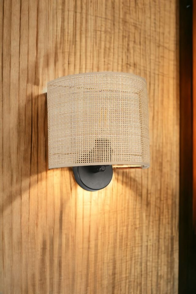 ÖRGÜLÜ RATTAN ABAJURLU OVAL APLİK