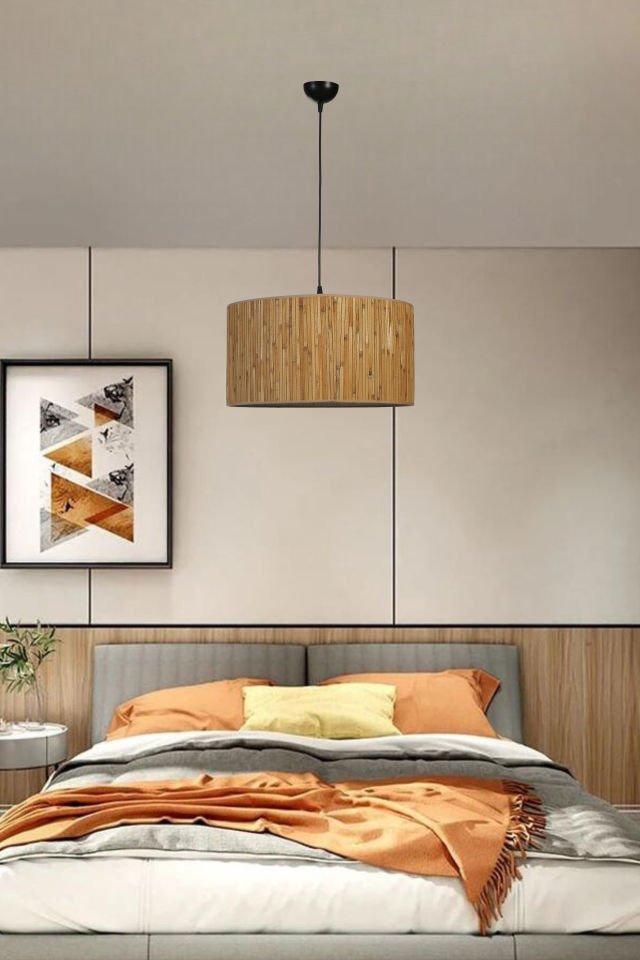 BAMBU 07 ABAJURLU TEKLİ SARKIT AVİZE