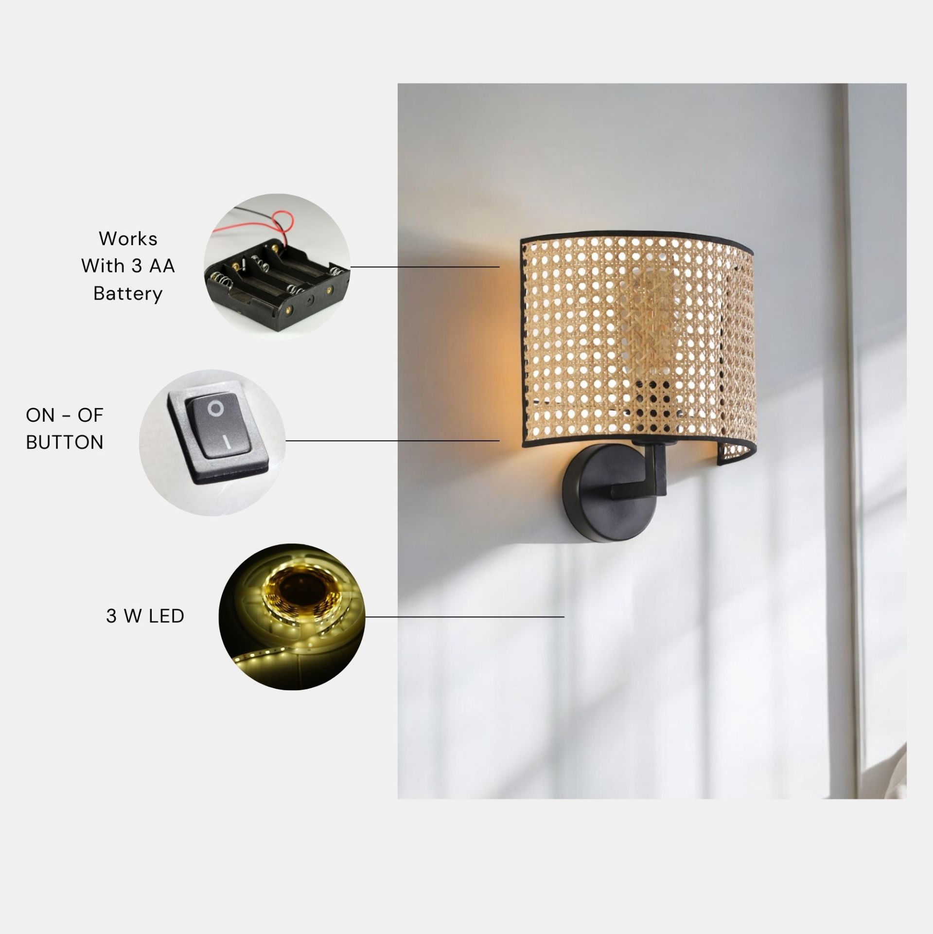NALA PİLLİ RATTAN APLİK