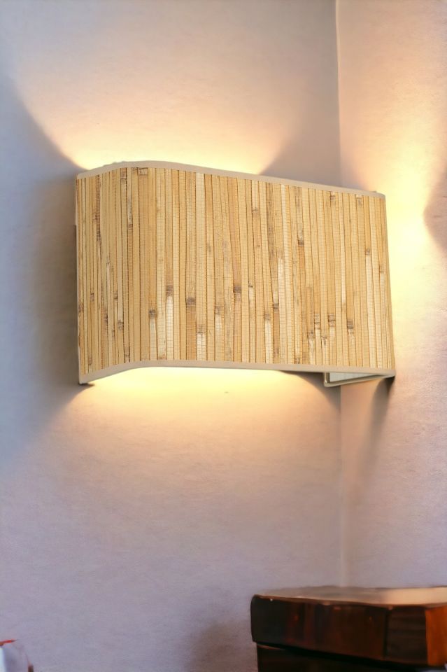 BAMBU PİLLİ 07 ABAJURLU DİKDÖRTGEN APLİK