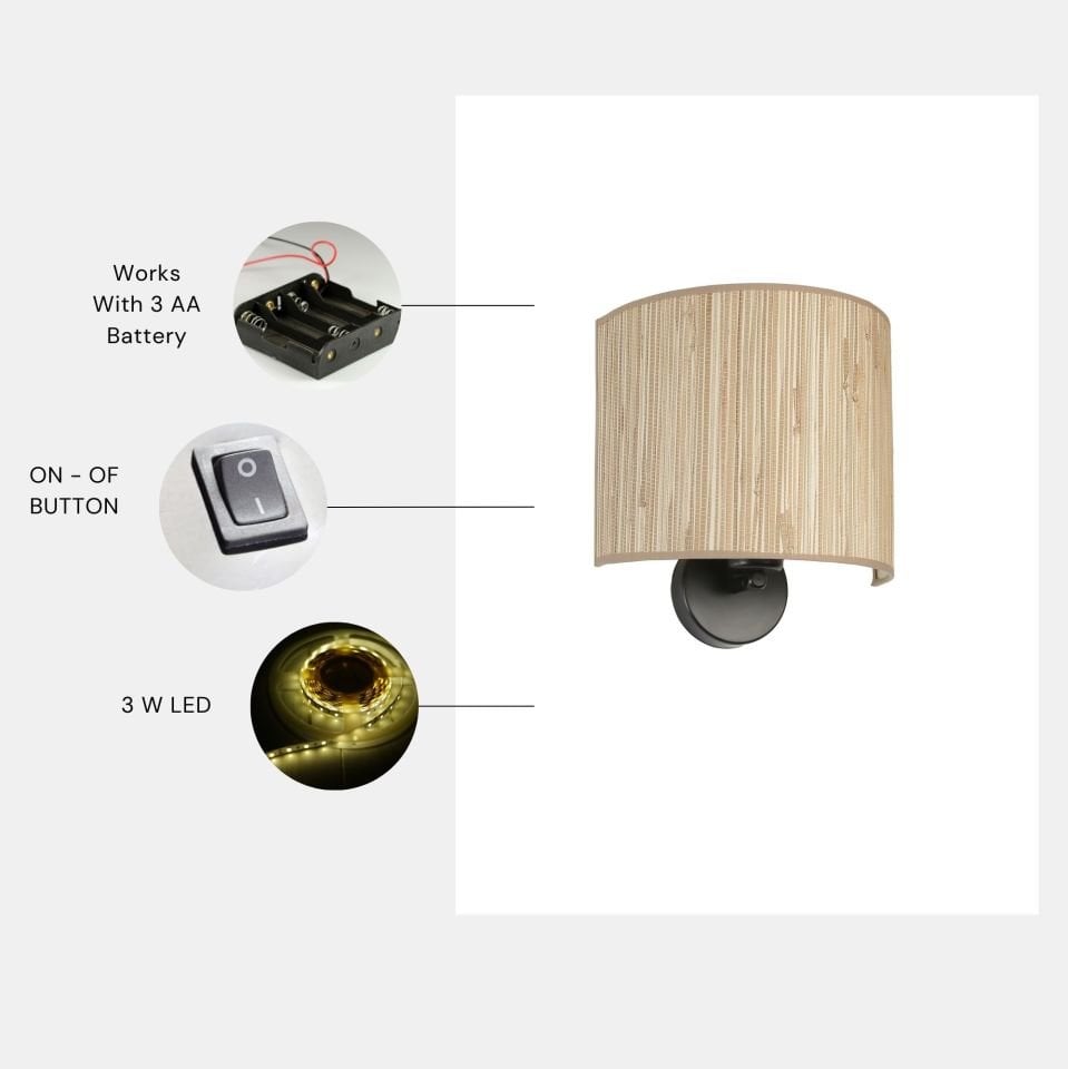 BAMBU PİLLİ 09 ABAJURLU OVAL APLİK