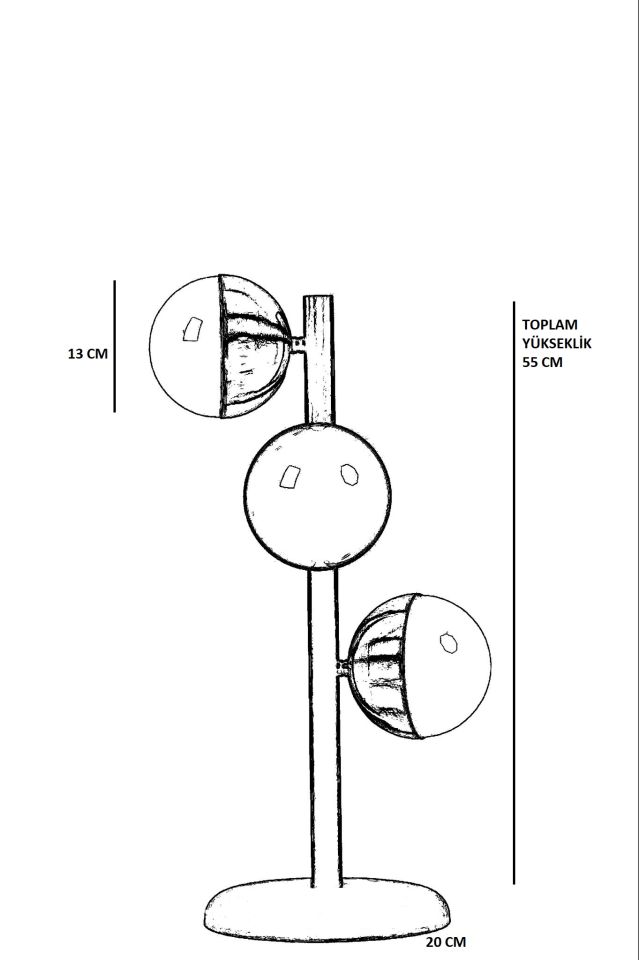 LUCAS 3 LÜ SİYAH MAT KROM LEDLİ MASA LAMBASI