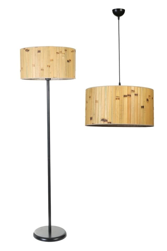 BAMBU 02 AVİZE LAMBADER 2 Lİ SET