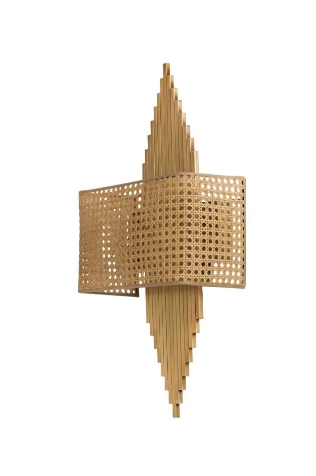 ASLI ESKİTME DİKDÖRTGEN RATTAN ABAJURLU APLİK