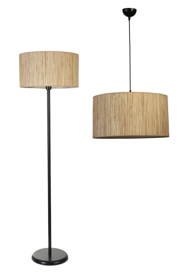 BAMBU 010 AVİZE LAMBADER SİYAH 2 Lİ SET