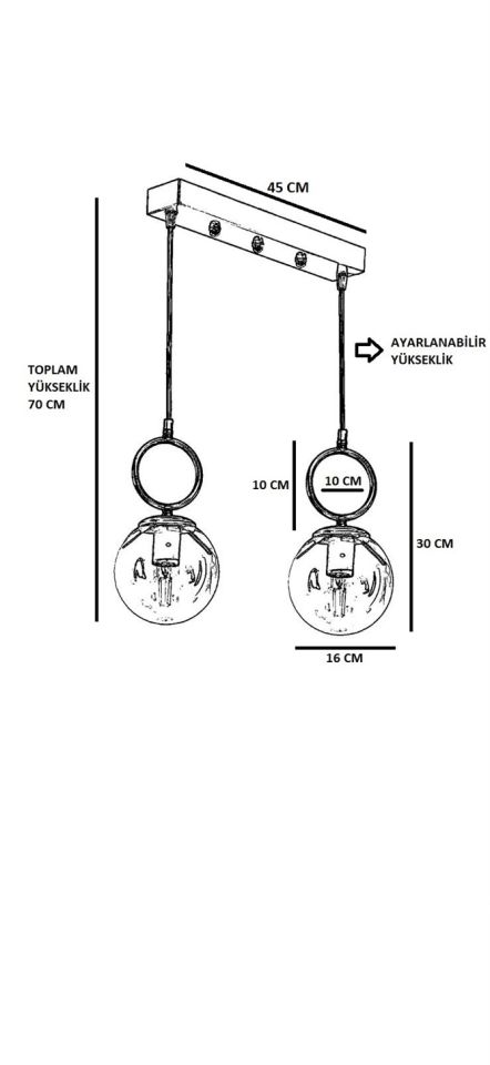 MORİNO 2 Lİ SIRALI FÜME CAMLI SİYAH SARKIT