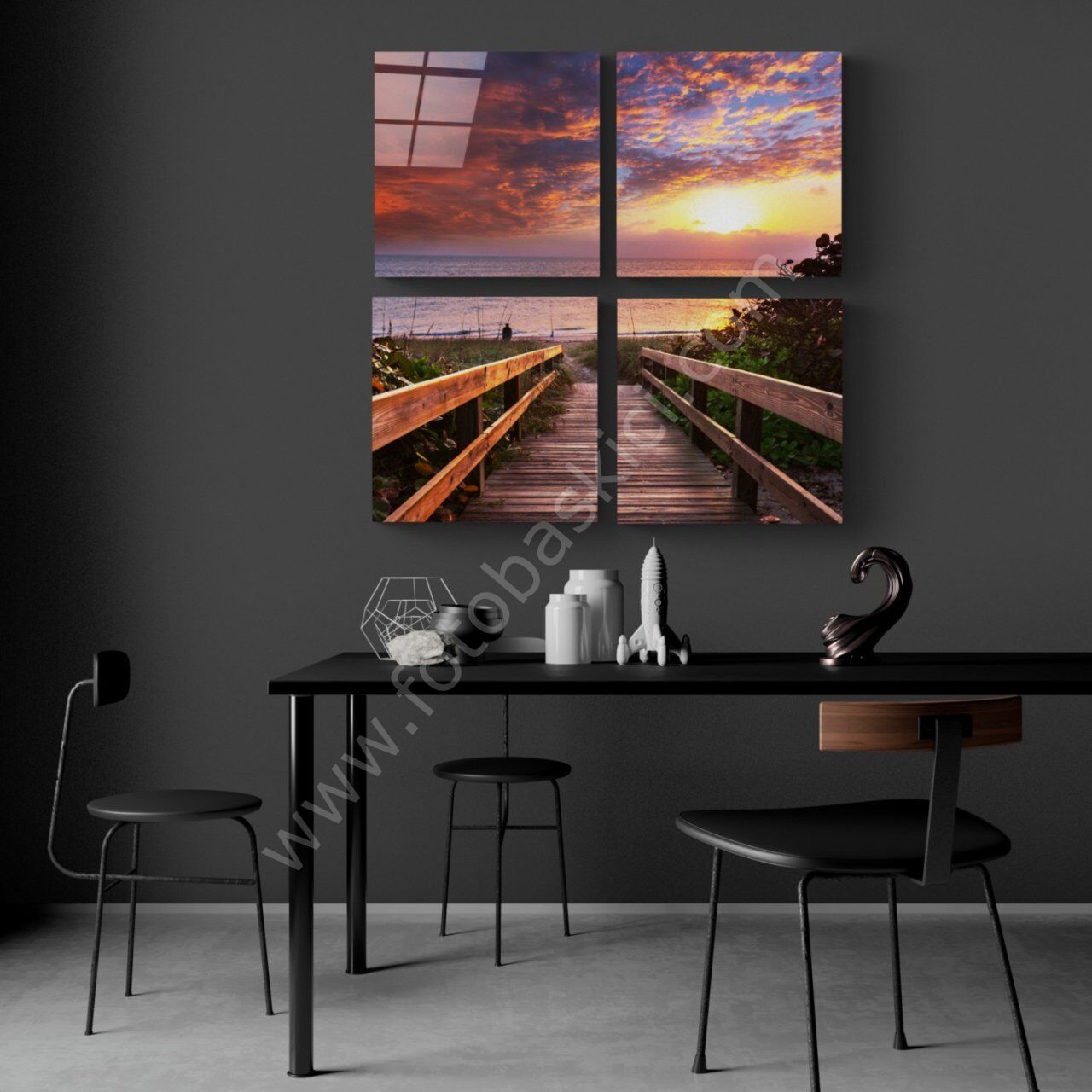 Ufuk Çizgisi Quadro Cam Tablo