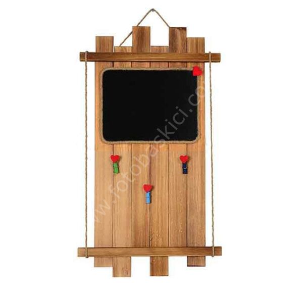 Dikdörtgen Kara Tahtalı ve Mandallı Ahşap Fotoğraf Çerçevesi  23x54 cm