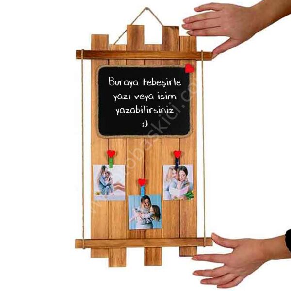 Dikdörtgen Kara Tahtalı ve Mandallı Ahşap Fotoğraf Çerçevesi  23x54 cm