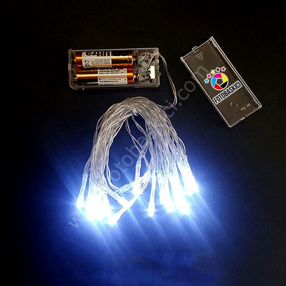 3 Metre Şeffaf Kablolu Pilli Led Işık (Beyaz)