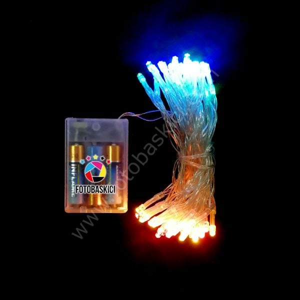 5 Metre Şeffaf Kablolu Pilli Led Işık (Karışık Renk)