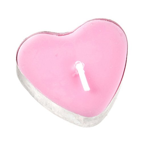 Renk Seçenekli Kalpli Tealight Mum 25'li Pembe