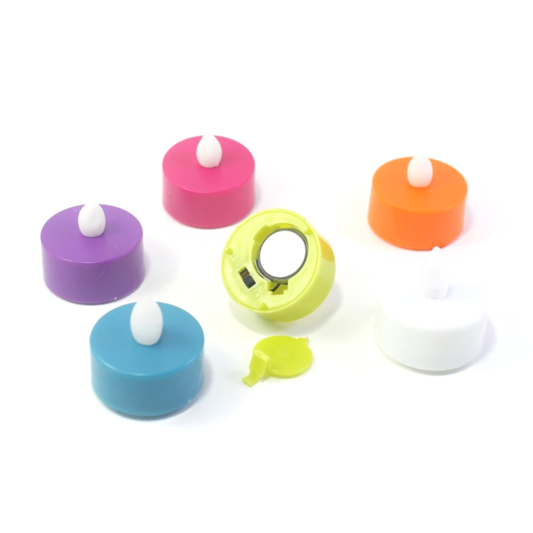 Tealight 6 Adet Renkli Dekoratif Led Mum (Pil Hediyeli)